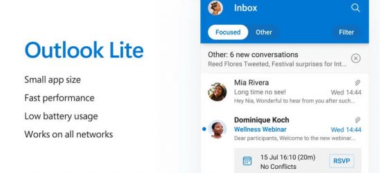 Microsoft ra mắt ứng dụng Outlook Lite trên Android